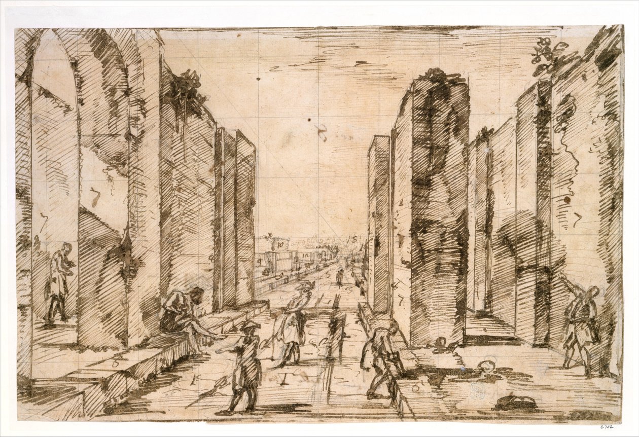 Pohled skrz Herkulánskou bránu, Pompeje od Giovanni Battista Piranesi