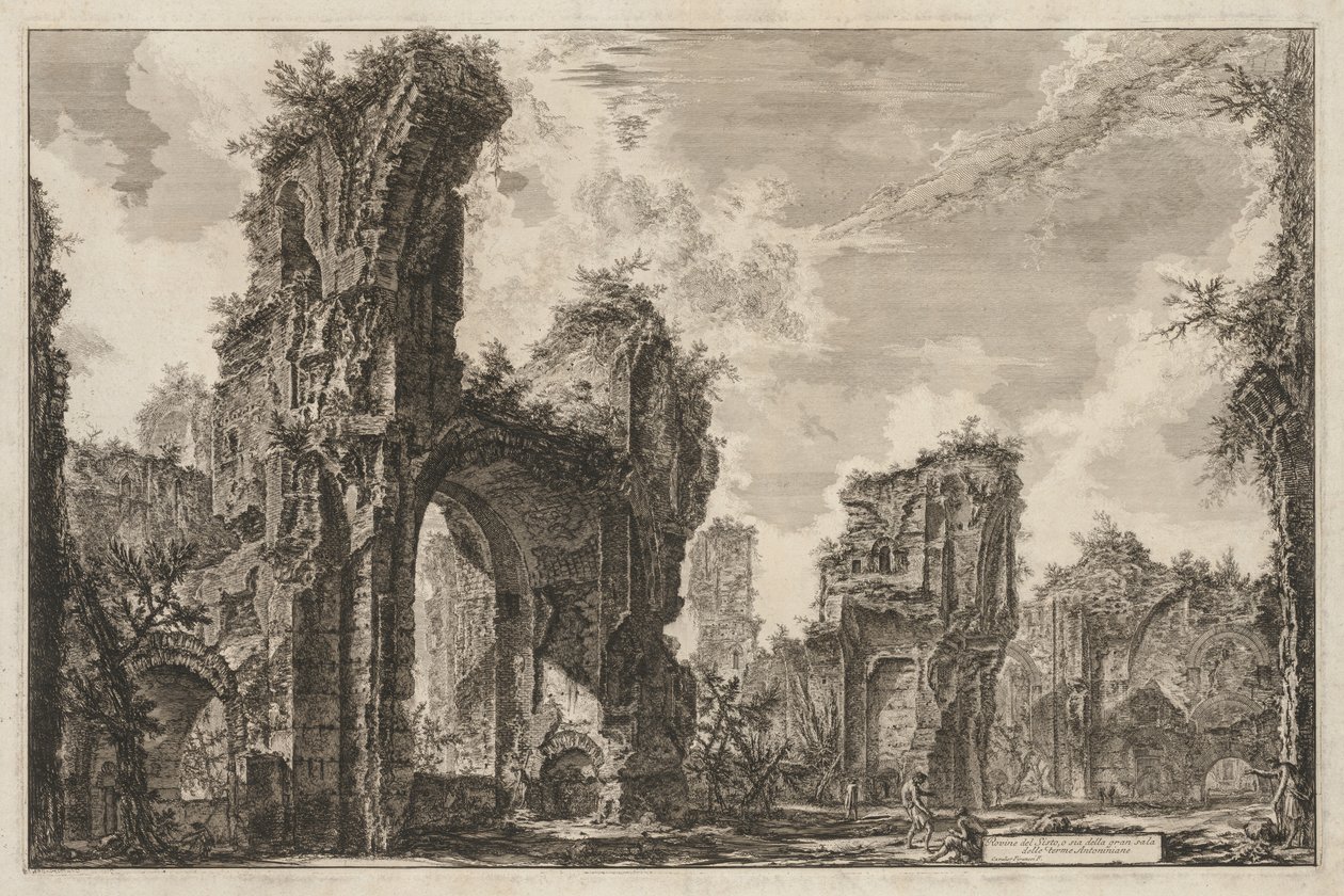 Pohledy na Řím: Rovine del Sisto o sia della gran sala delle Terme Antoniniane, 1765. od Giovanni Battista Piranesi