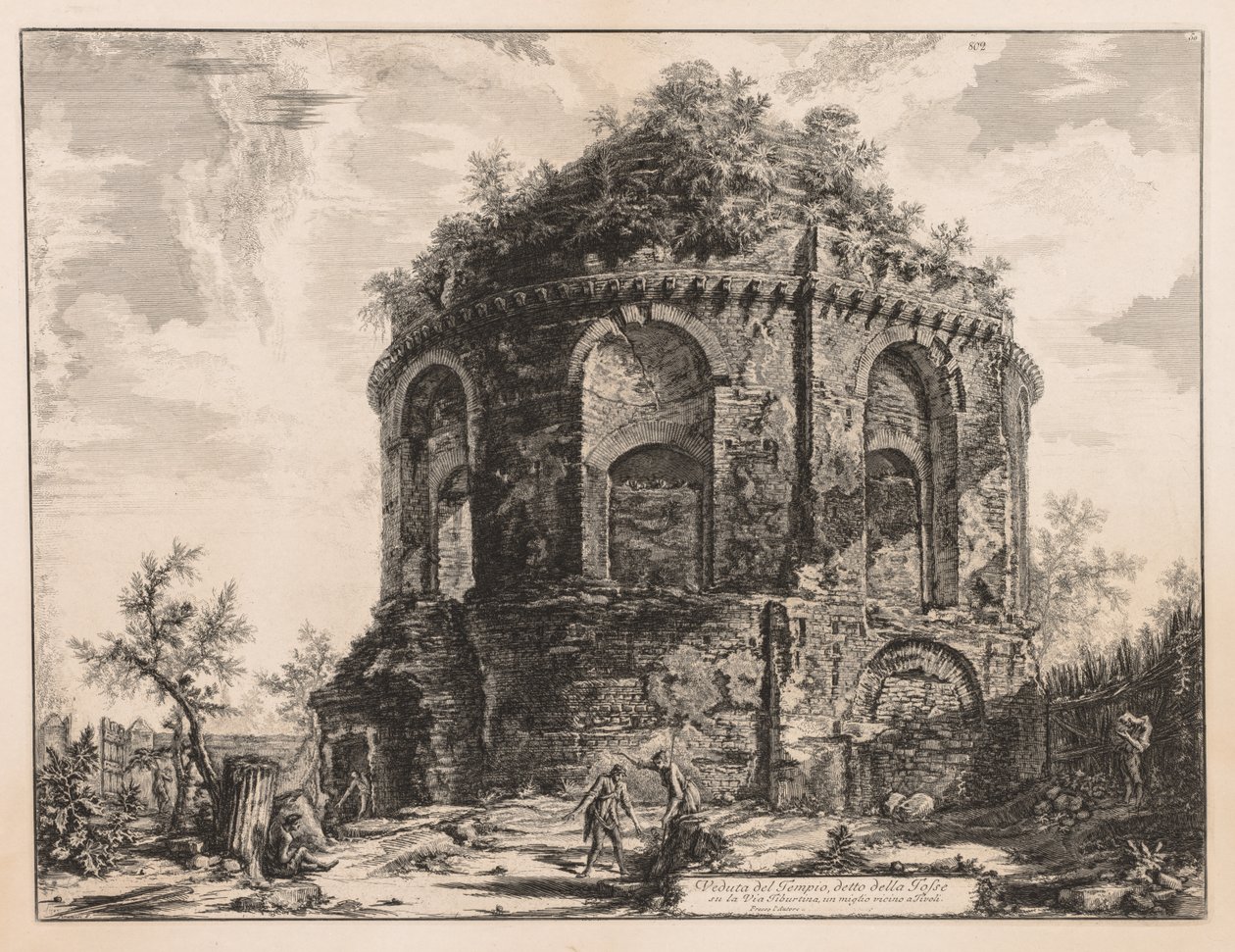 Pohledy na Řím: Takzvané Tempio della Tosse, poblíž Tivoli od Giovanni Battista Piranesi