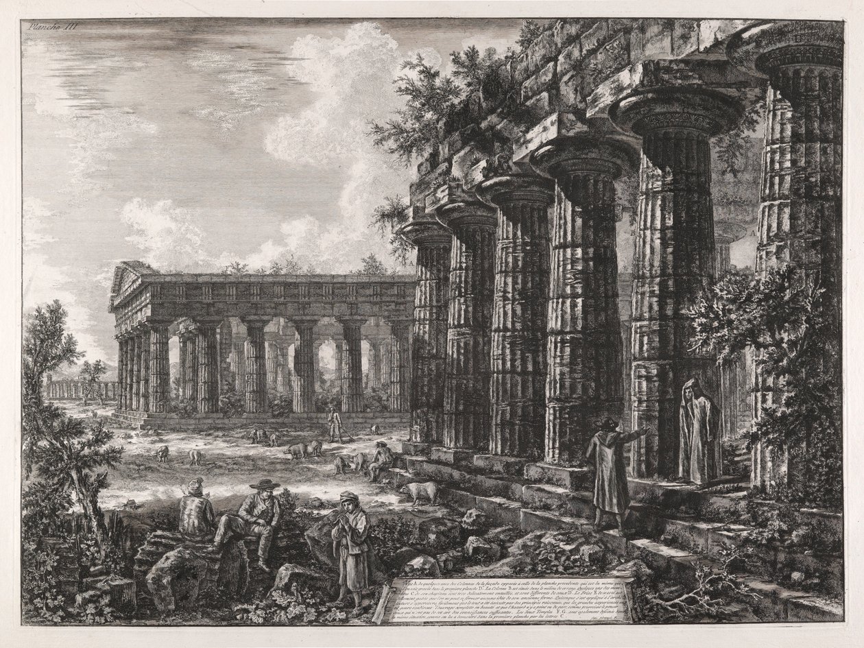 Pohled na některé sloupy protější fasády? to z předchozí desky od Giovanni Battista Piranesi
