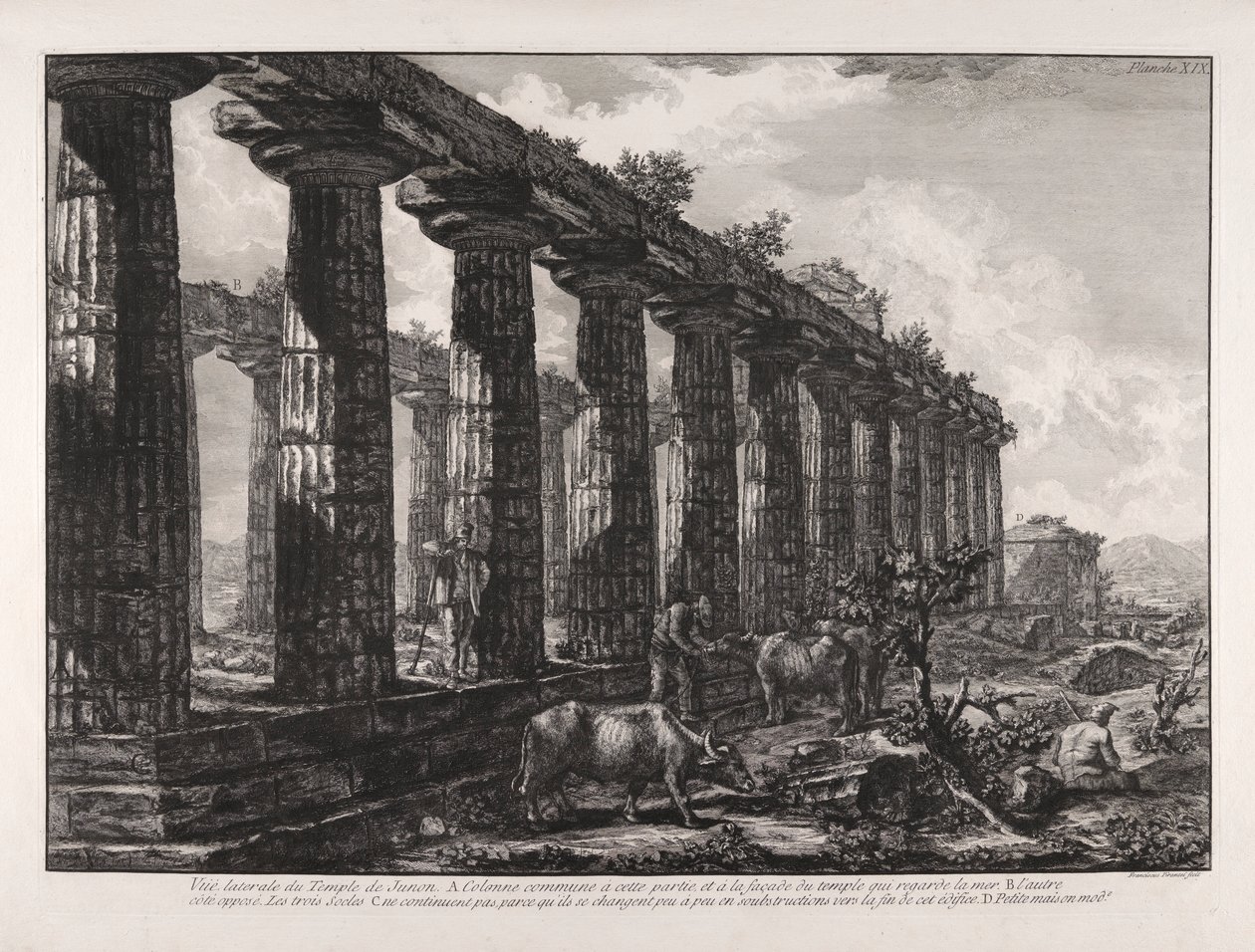 Boční pohled na chrám Juno od Giovanni Battista Piranesi