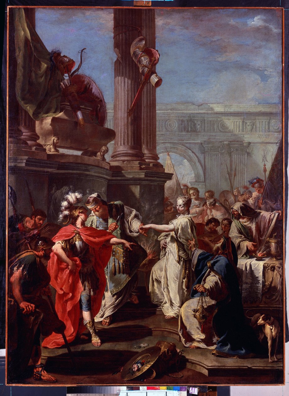 La Oběť de Polyxene (Oběť Polyxene). Upálení Polyxene par Neoptoleme, řeckého hrdiny sur le tombeau d