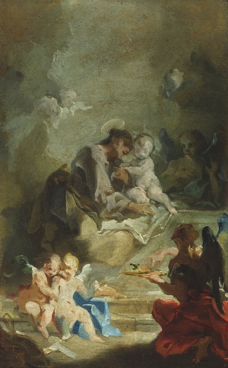 Svatý Antonín z Padovy adorující Ježíše Krista, kolem roku 1730 od Giovanni Battista Pittoni