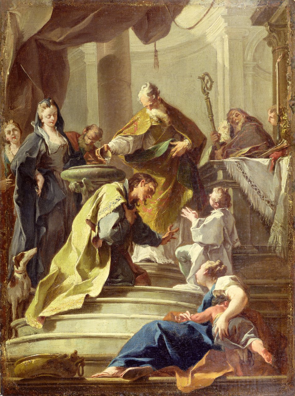 Svatý Prosdocimus křtí svatého Daniela (olej na plátně) od Giovanni Battista Pittoni