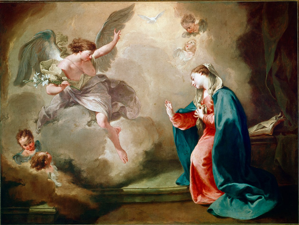 Obraz Zvěstování od Giambattisty (Giovan Battista) (Giovanni Battista) Pittoni (1687-1767) od Giovanni Battista Pittoni