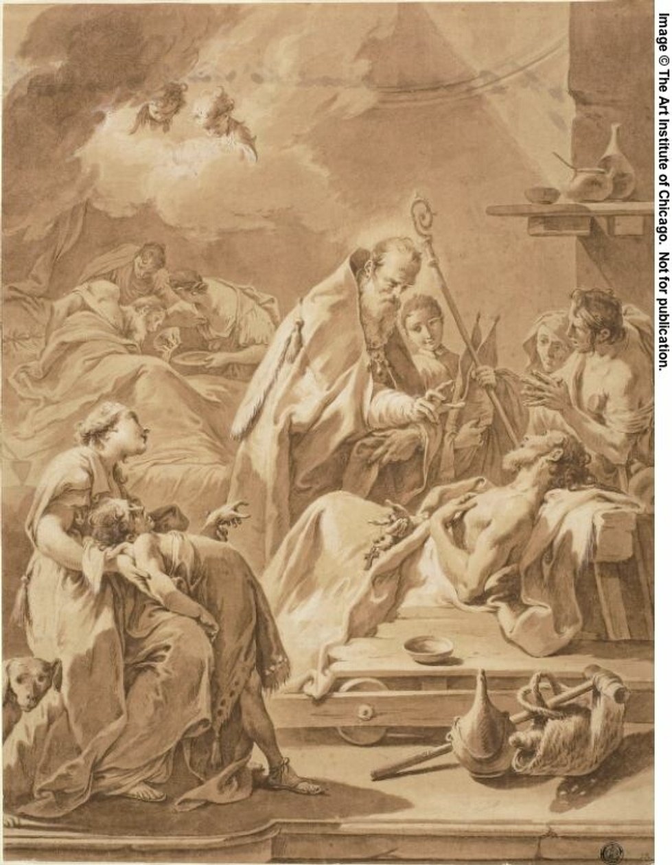Svatý Gilbert navštěvuje nemocné od Giovanni Battista Pittoni the Younger