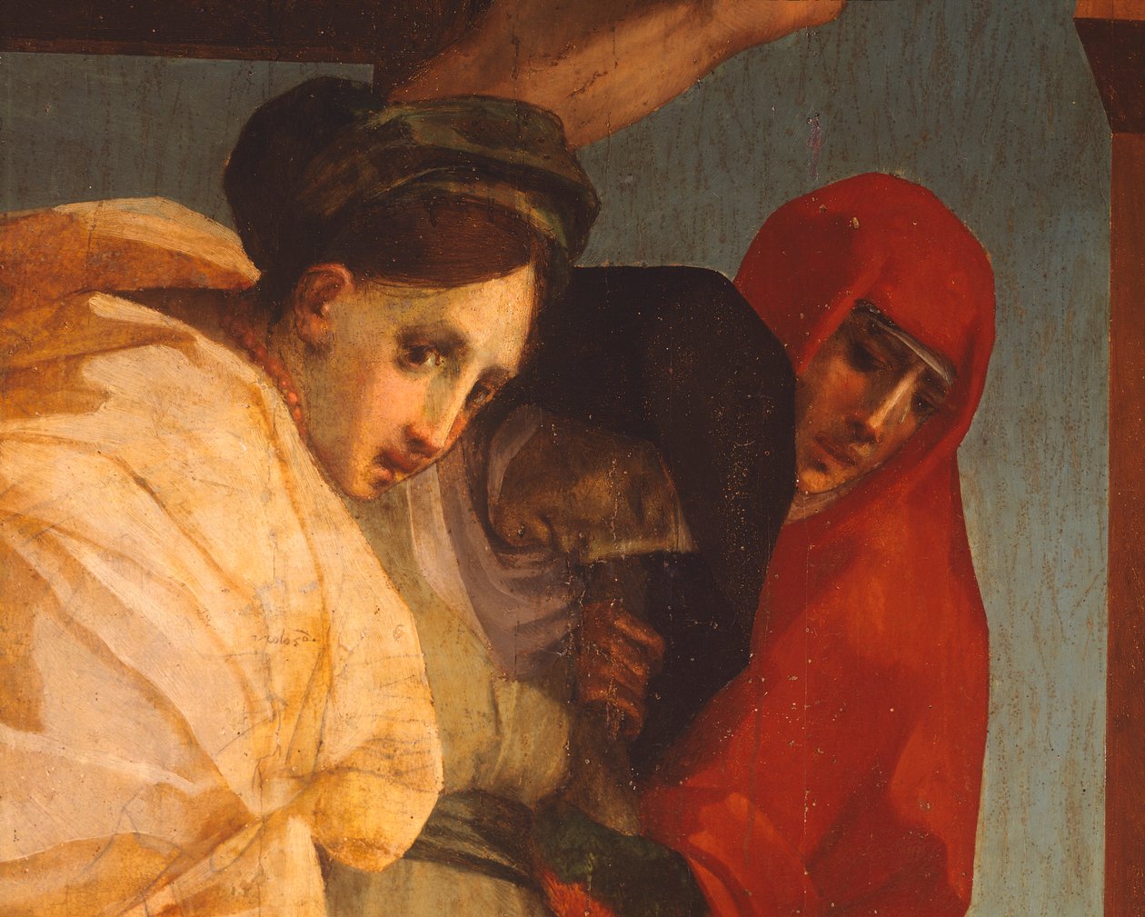 Laskeuma Rosso Fiorentino (1494-1540), öljy puulle, 375x196 cm, yksityiskohta od Giovanni Battista Rosso Fiorentino