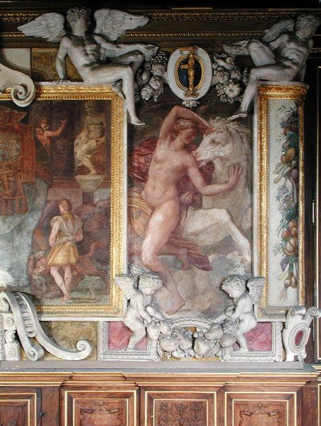 Ženská postava s koněm, z Galerie Františka I., 1530-40 od Giovanni Battista Rosso Fiorentino