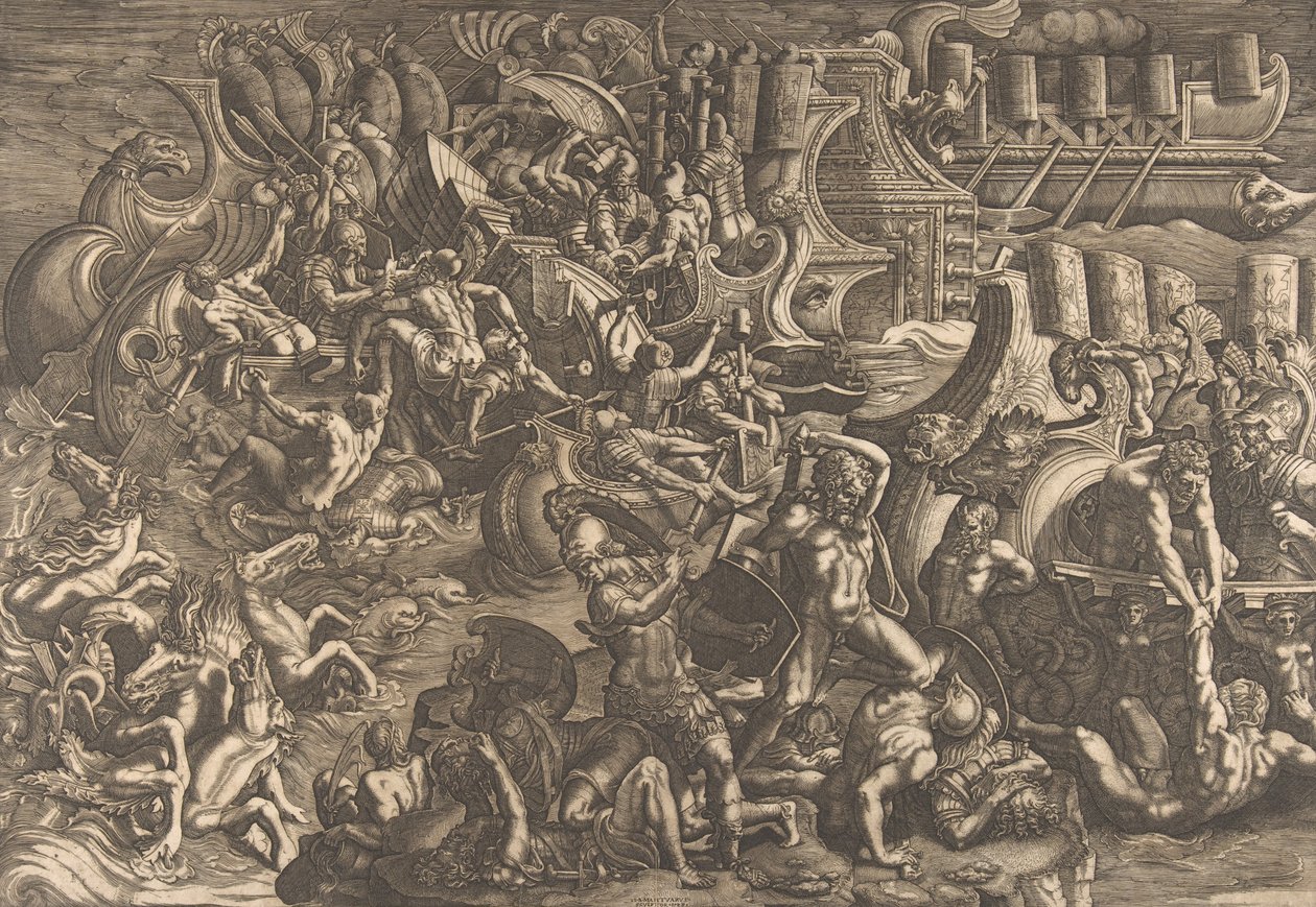 Trojané odrážející Řeky, 1538. od Giovanni Battista Scultori