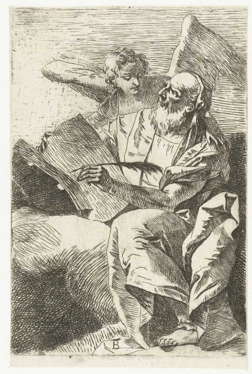 Evangelista Matouš s andělem Čtyři evangelisté (název série) od Giovanni Battista Tiepolo (attributed to)
