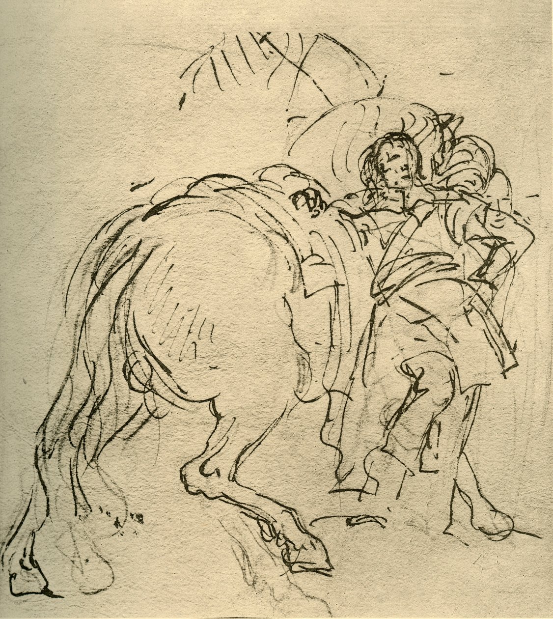 Jezdec opírající se o svého koně, c1740, 1928 od Giovanni Battista Tiepolo