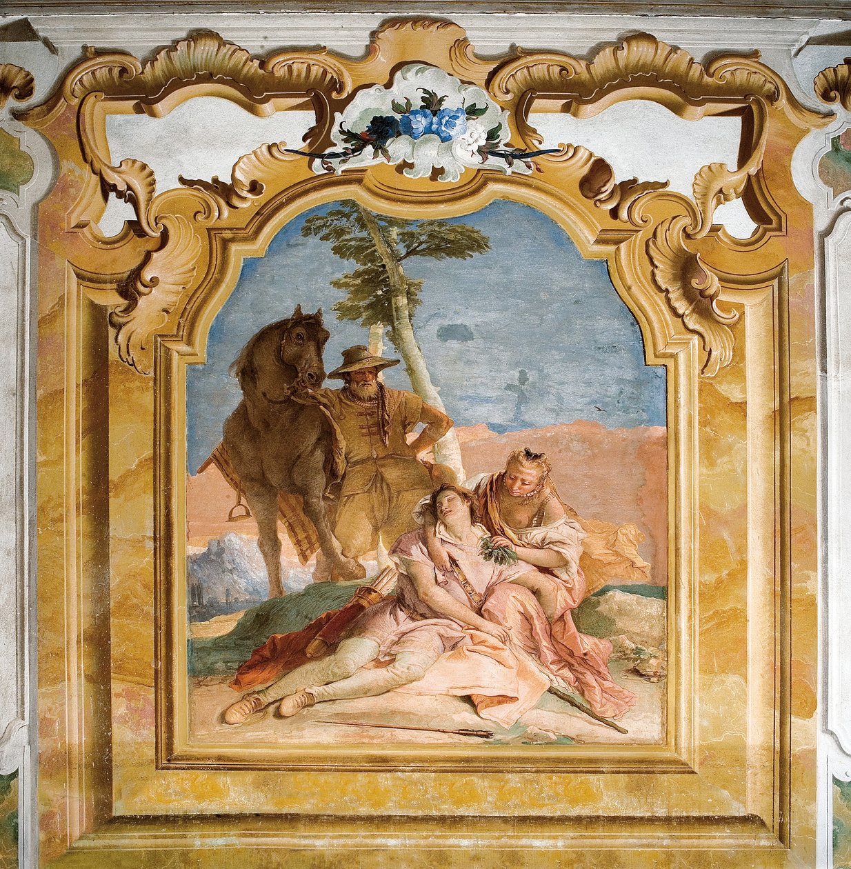 Angelica přichází na pomoc zraněnému Medorovi z pokoje Orlanda Furiosa v Palazzině, 1757 od Giovanni Battista Tiepolo