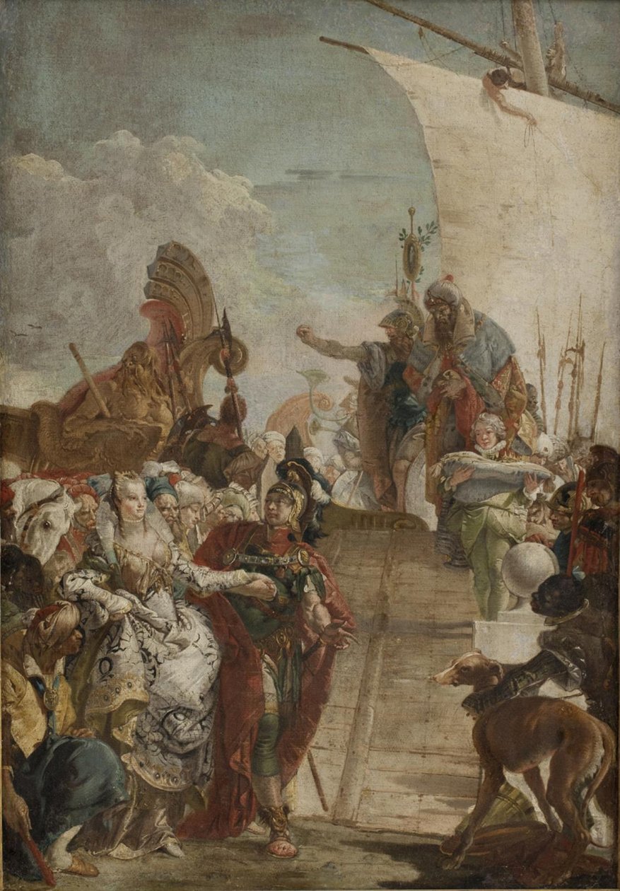 Anthony vedoucí Kleopatru na palubě od Giovanni Battista Tiepolo