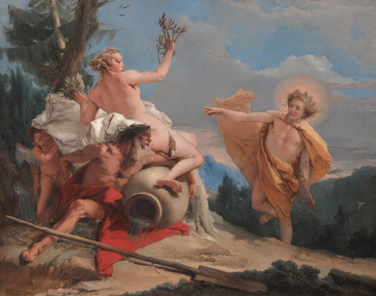Apollo pronásleduje Daphne od Giovanni Battista Tiepolo