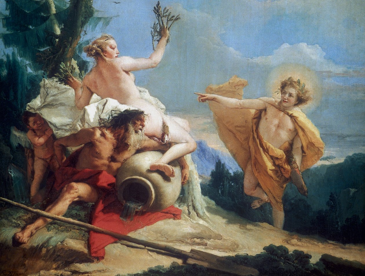 Apollo pronásleduje Daphne, c1755-1760 od Giovanni Battista Tiepolo