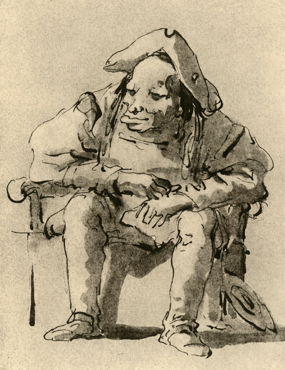 Karikatura sedícího muže, polovina 18. století, 1928 od Giovanni Battista Tiepolo