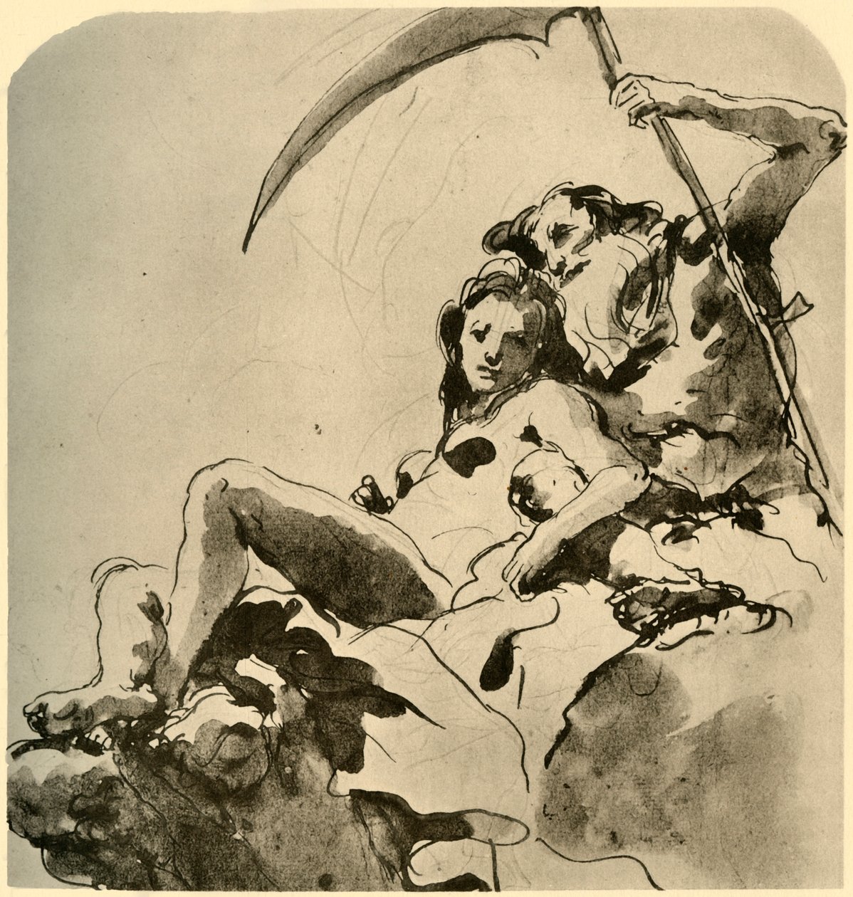 Chronos a mladá žena, polovina 18. století, 1928 od Giovanni Battista Tiepolo