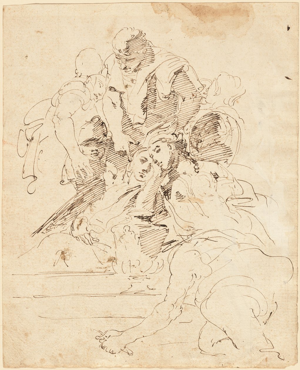 Klasické postavy shromážděné kolem urny od Giovanni Battista Tiepolo