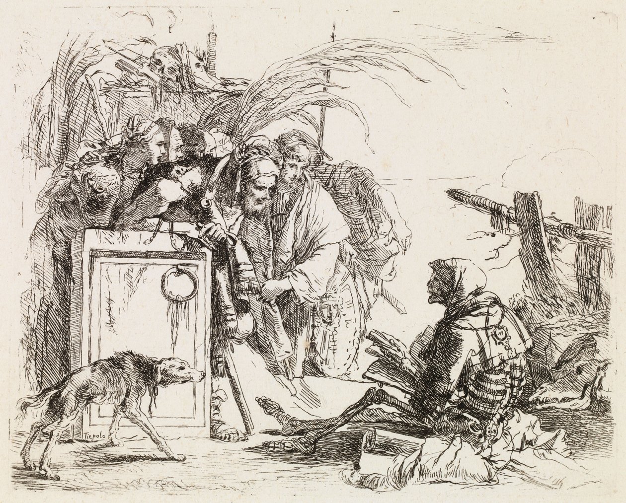 Smrt uděluje audienci, z Vari Capricci od Giovanni Battista Tiepolo