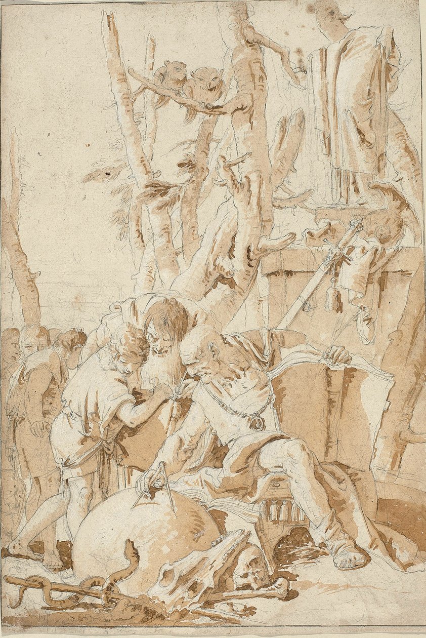 Démokritos a Hérakleitos se smějí a truchlí nad bláznovstvím světa od Giovanni Battista Tiepolo