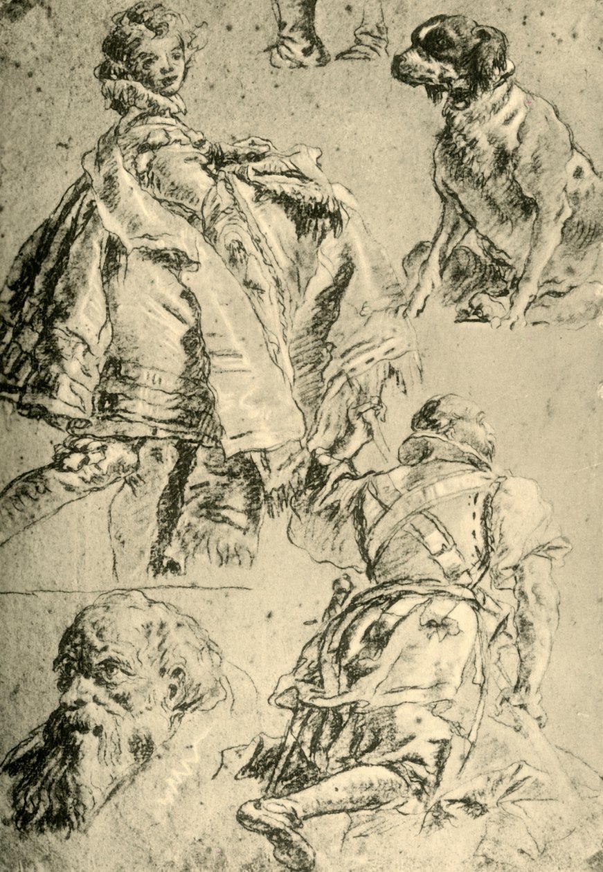 Detailní studie pro fresky v Kaisersaal v rezidenci ve Würzburgu, 1751-1752, 1928 od Giovanni Battista Tiepolo