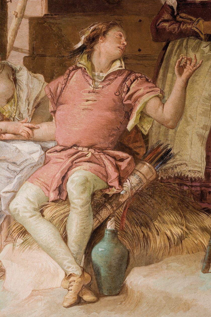 Detail Medora od Angeliky a Medora, jak se rozcházejí s rolníky, z pokoje Orlanda Furiosa v Palazzině, 1757 od Giovanni Battista Tiepolo