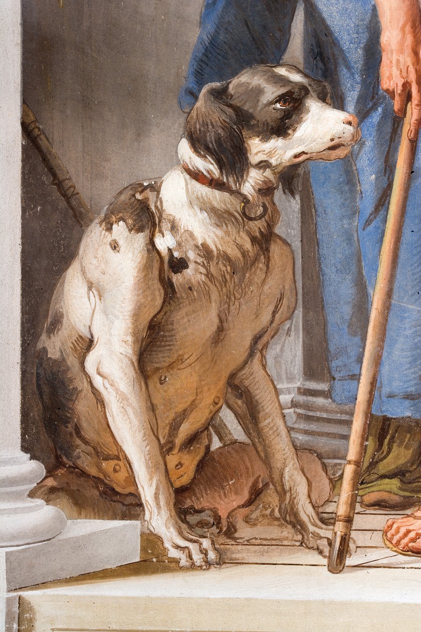 Pes, detail řecké flotily v Aulis, ze vstupní haly v Palazzině, 1757 od Giovanni Battista Tiepolo