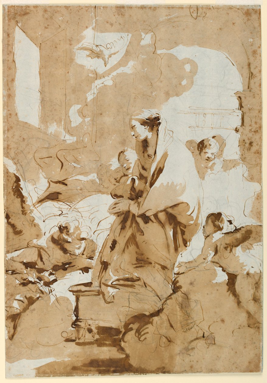 Kresba, Zvěstování, asi 1732 od Giovanni Battista Tiepolo