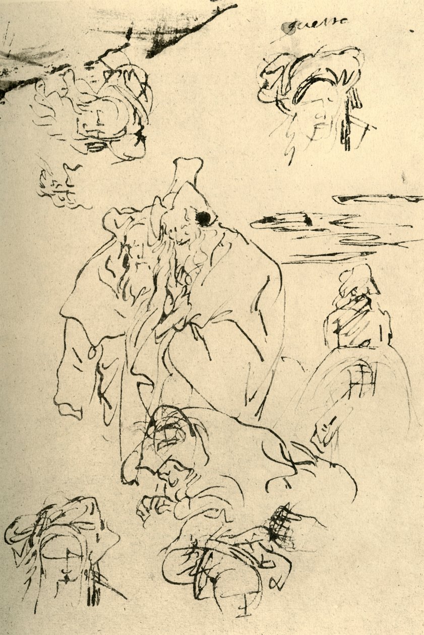 Postavy a hlavy orientálců, polovina 18. století, 1928 od Giovanni Battista Tiepolo