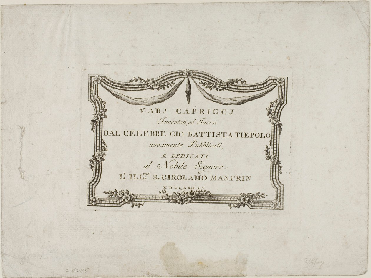 Frontispis z knihy Capricci od Giovanni Battista Tiepolo