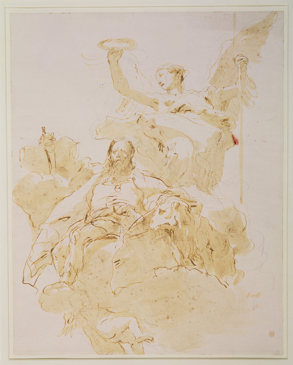 Glorification of the Porto Family, c.1755-60 (pero, hnědý inkoust a mytí, černá křída) od Giovanni Battista Tiepolo