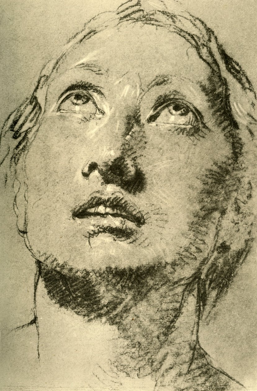 Hlava mladé ženy, vzhlíží, c1755, 1928 od Giovanni Battista Tiepolo