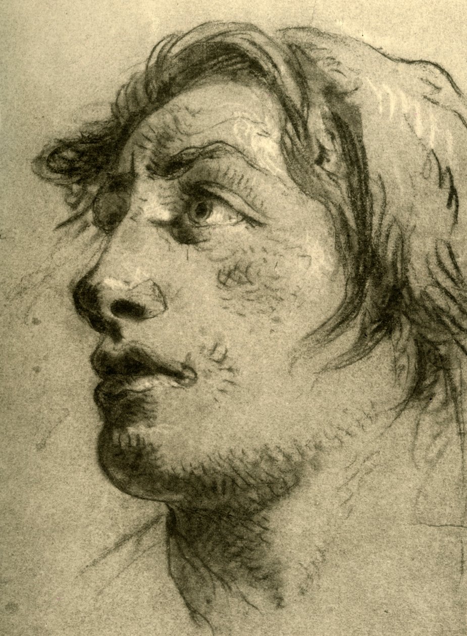 Hlava mládeže, téměř z profilu a vzhlíží, polovina 18. století, 1928 od Giovanni Battista Tiepolo