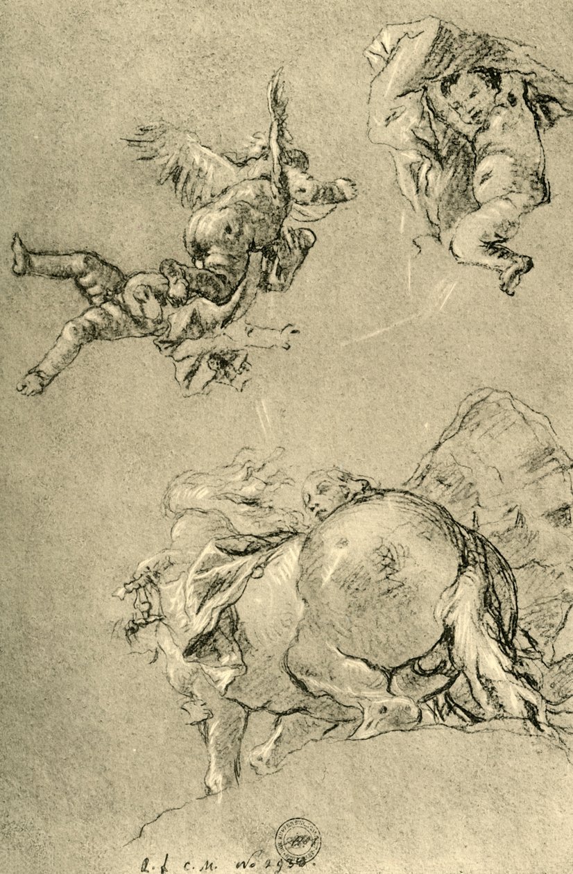 Vznášející se Amorové a jeden z Horae se slunečním ořem, 1752-1753, 1928 od Giovanni Battista Tiepolo