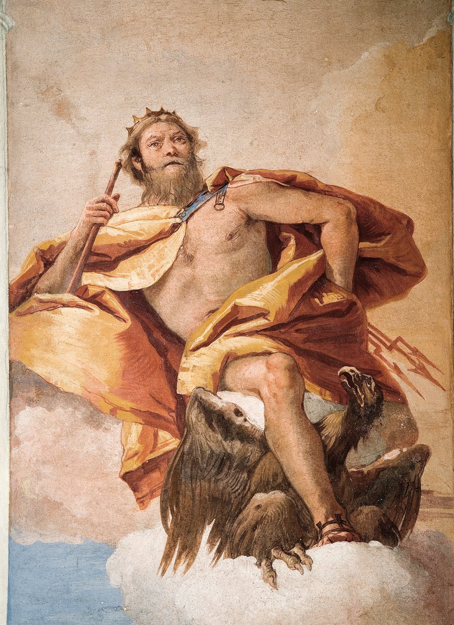 Jove Thunderer s Orlem, z komnaty olympských božstev v Foresteria (dům pro hosty) 1757 od Giovanni Battista Tiepolo