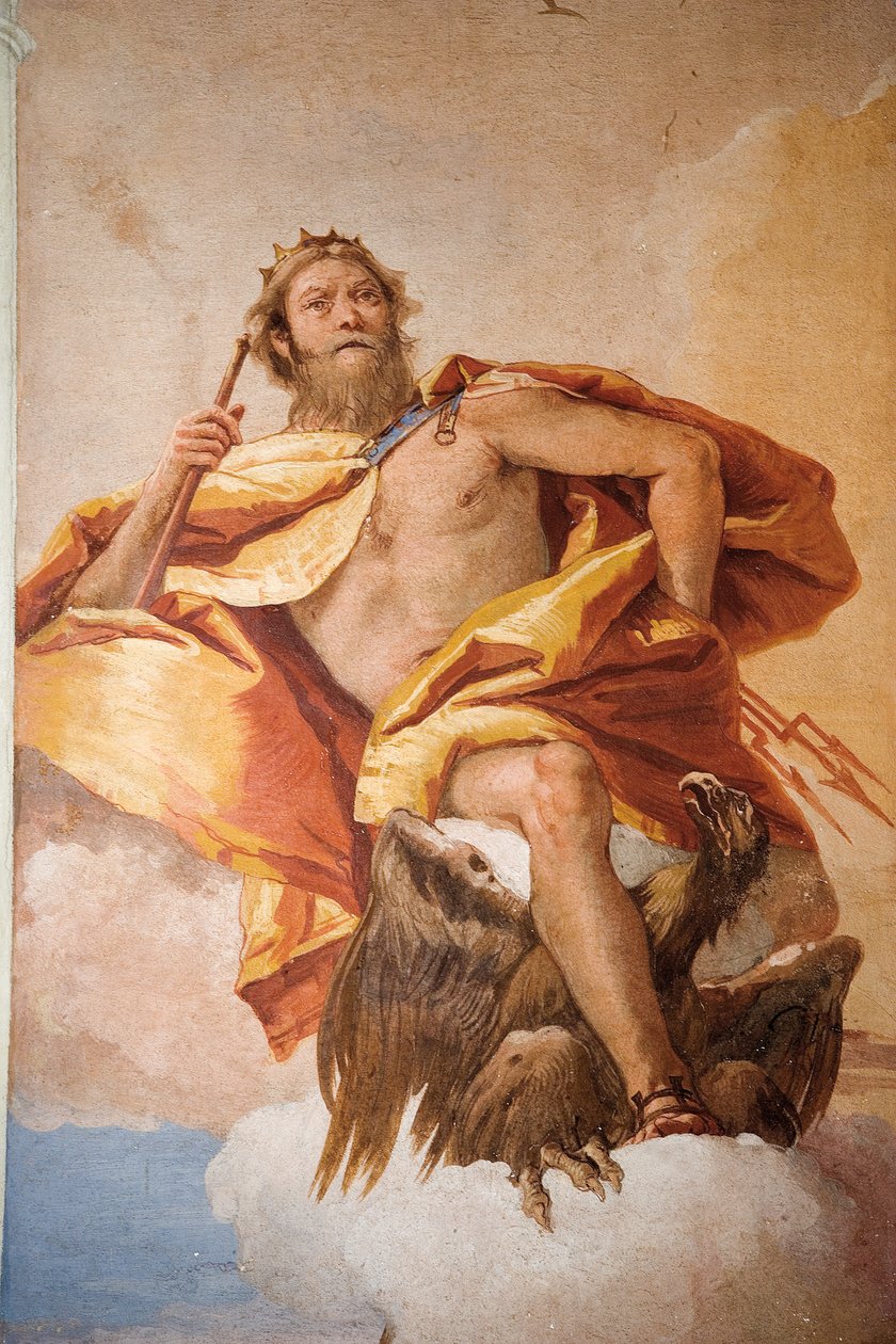 Jove Thunderer s Orlem, z komnaty olympských božstev v Foresteria (dům pro hosty) 1757 od Giovanni Battista Tiepolo