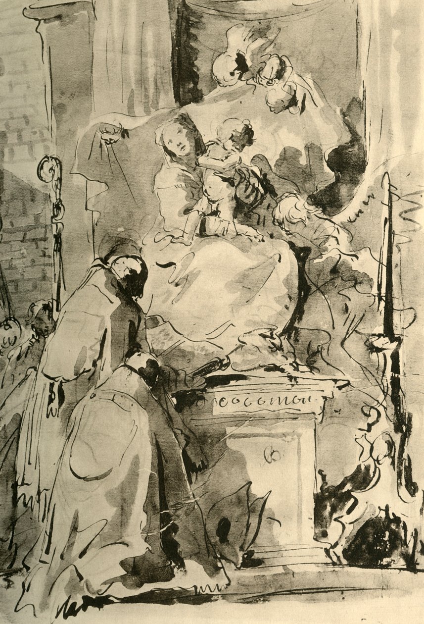 Madonna na trůn a dva biskupové, polovina 18. století, 1928 od Giovanni Battista Tiepolo