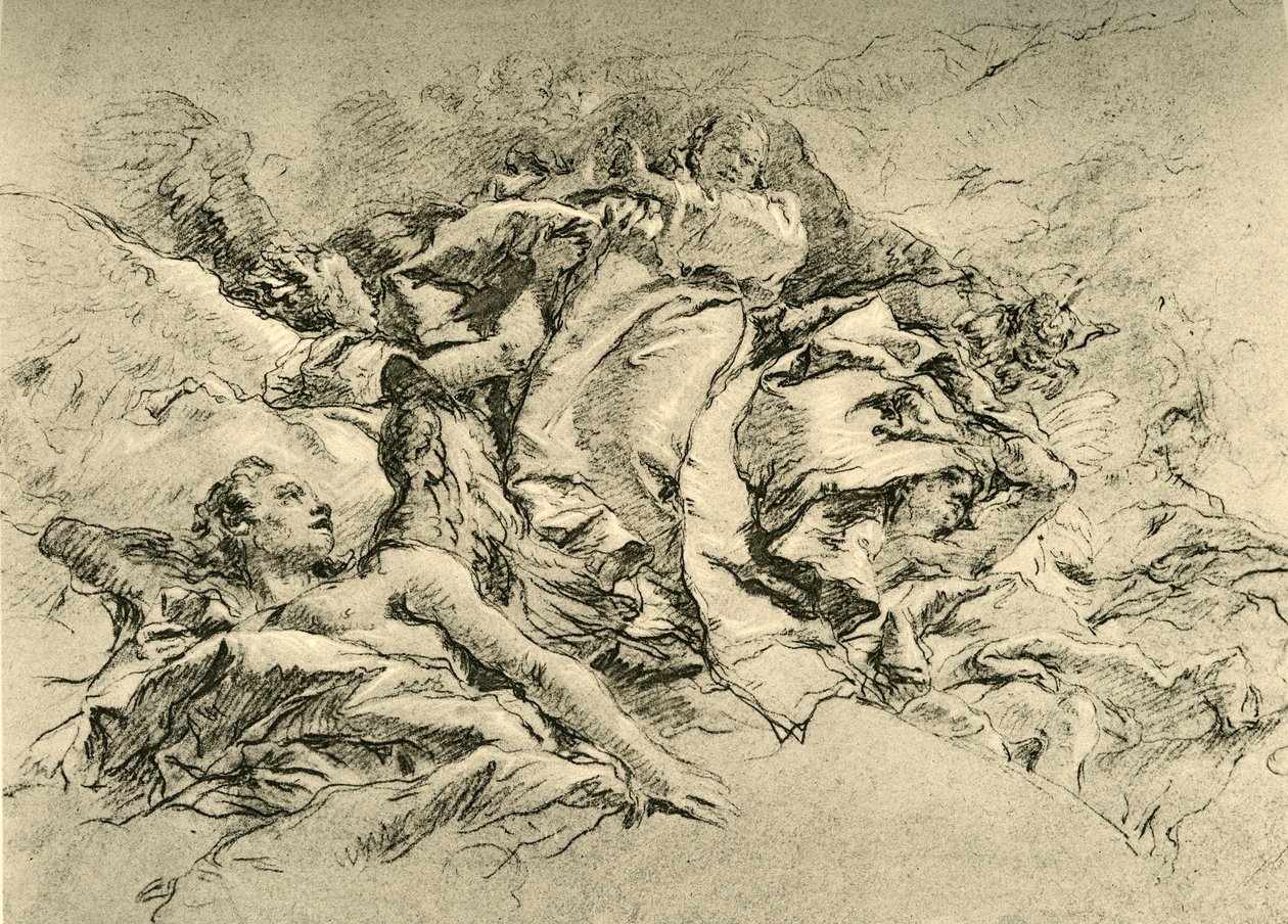 Madonna v oblacích obklopená anděly, c1754, 1928 od Giovanni Battista Tiepolo