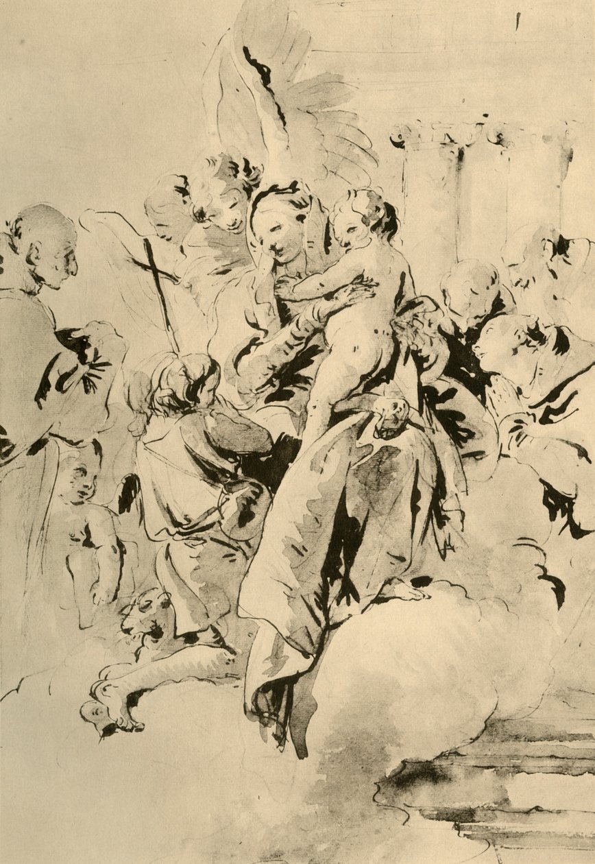 Madona se svatými a anděly, polovina 18. století, 1928 od Giovanni Battista Tiepolo