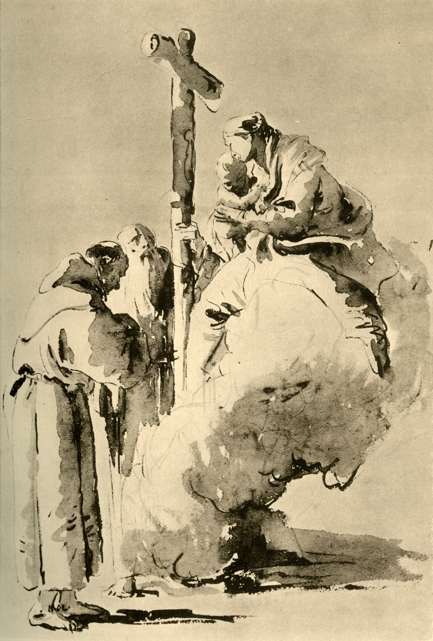 Madona se dvěma svatými mnichy, polovina 18. století, 1928 od Giovanni Battista Tiepolo