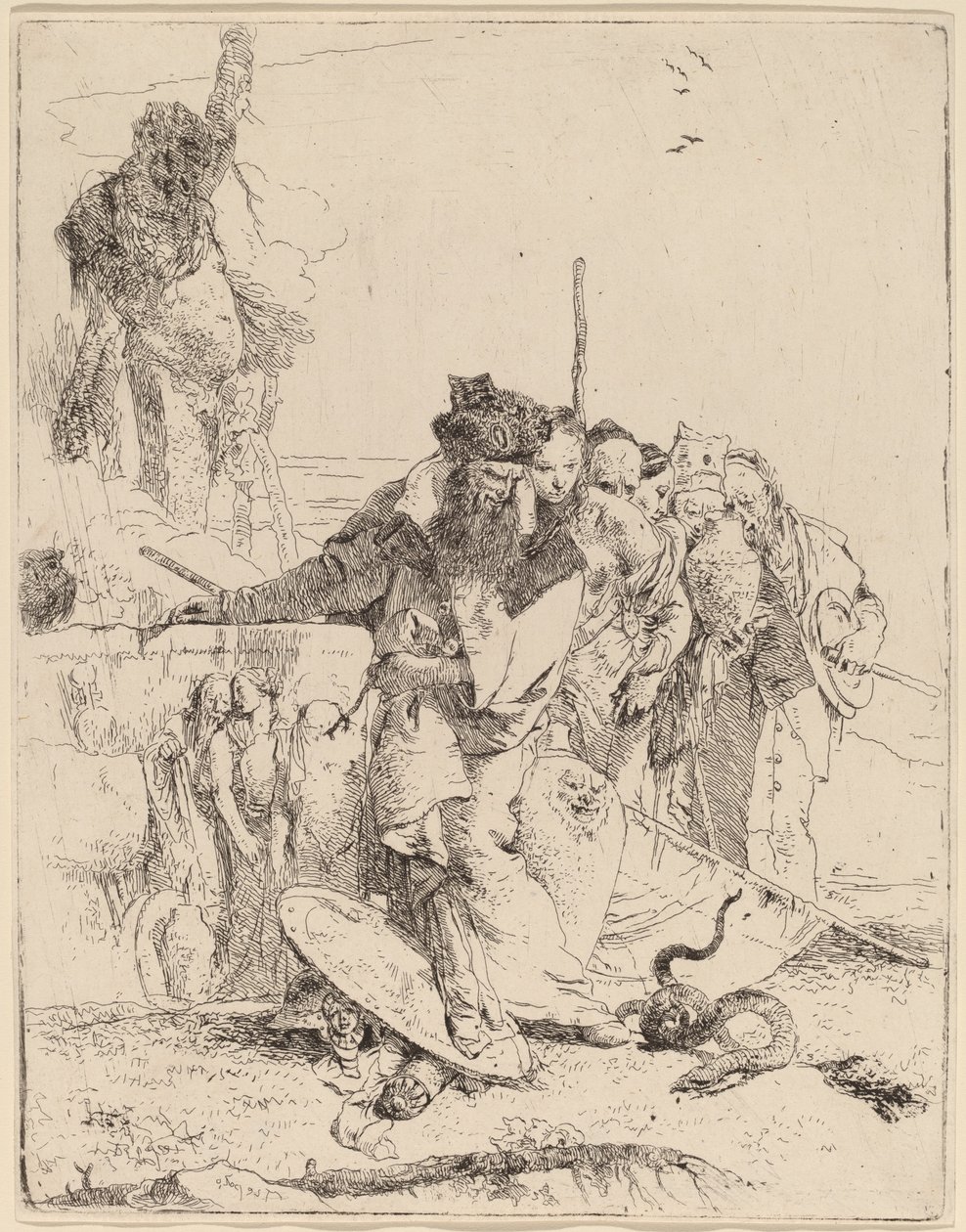 Kouzelník a další ohledně hada od Giovanni Battista Tiepolo