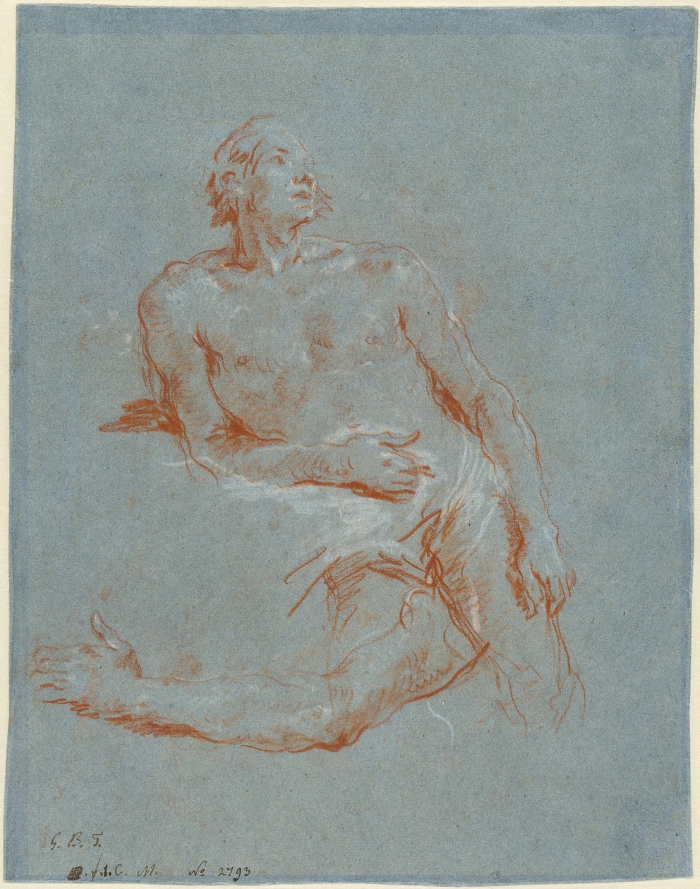 Mužský akt opírající se o loket (verze) od Giovanni Battista Tiepolo
