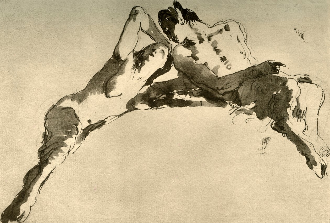 Mužský a ženský faun, polovina 18. století, 1928 od Giovanni Battista Tiepolo