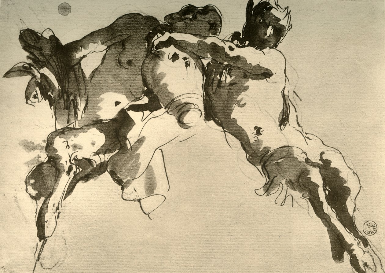 Mužský a ženský faun s Amforou, polovina 18. století, 1928 od Giovanni Battista Tiepolo