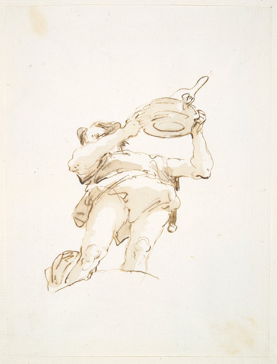 Mužská postava nesoucí tác s drůbeží, při pohledu zespodu od Giovanni Battista Tiepolo