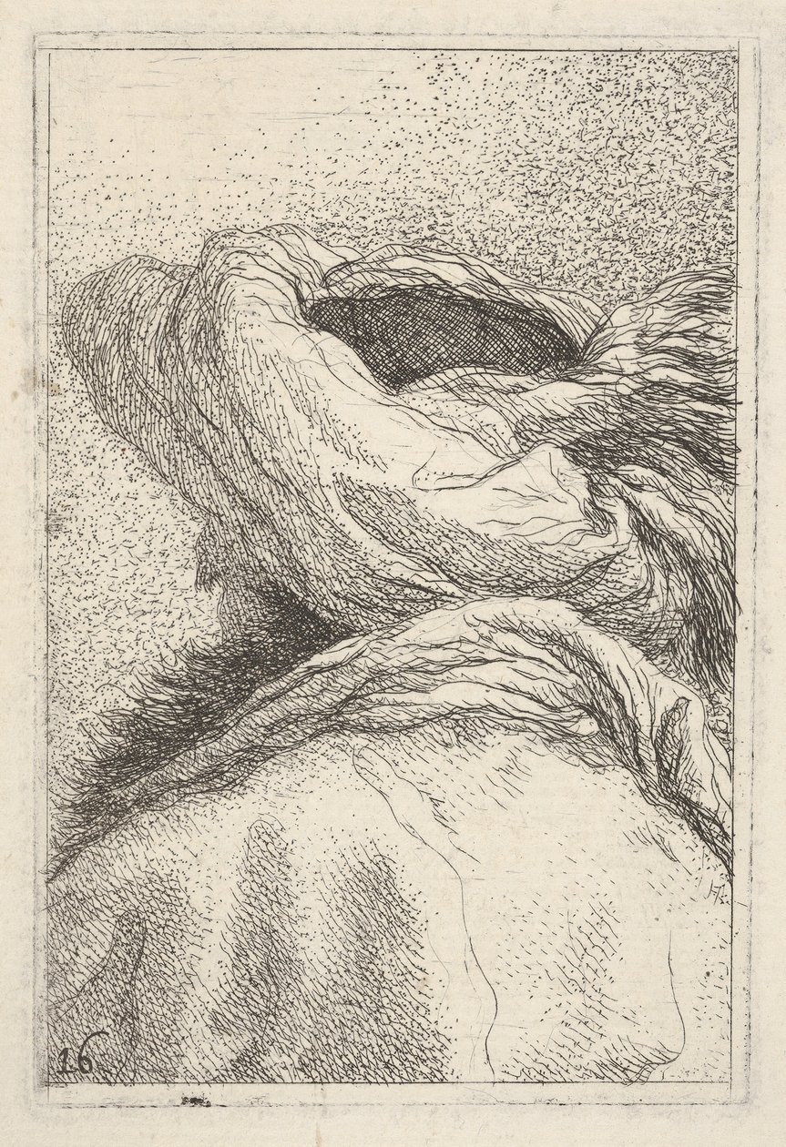 Muž v turbanu, vyobrazený ve formátu poprsí zezadu ve tříčtvrtečním pohledu, fr..., ca. 1770. od Giovanni Battista Tiepolo