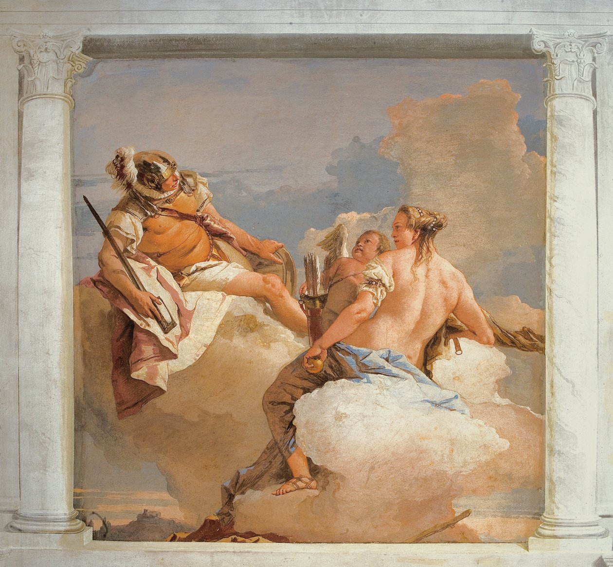 Mars a Venuše, z komnaty olympských božstev v Foresteria (dům pro hosty) 1757 od Giovanni Battista Tiepolo