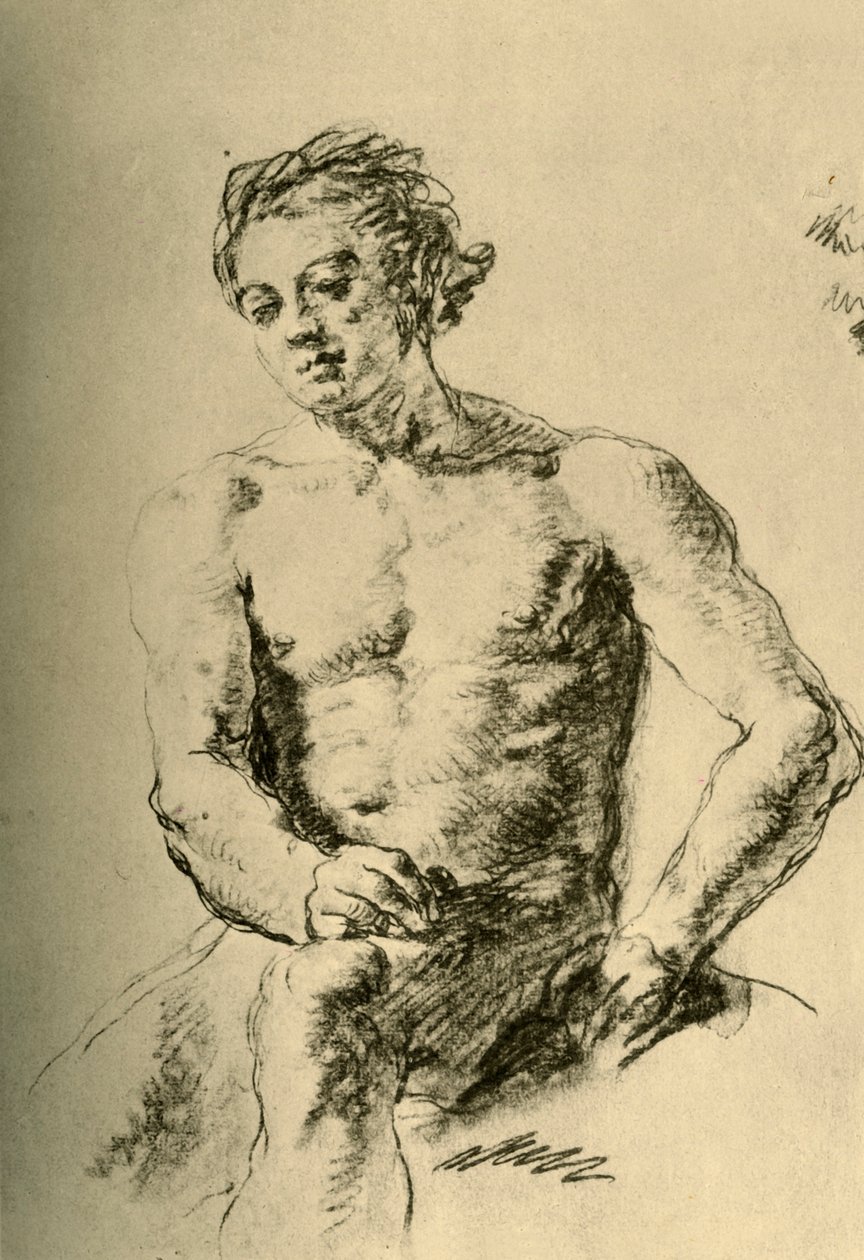 Nahý sedící, polovina 18. století, 1928 od Giovanni Battista Tiepolo