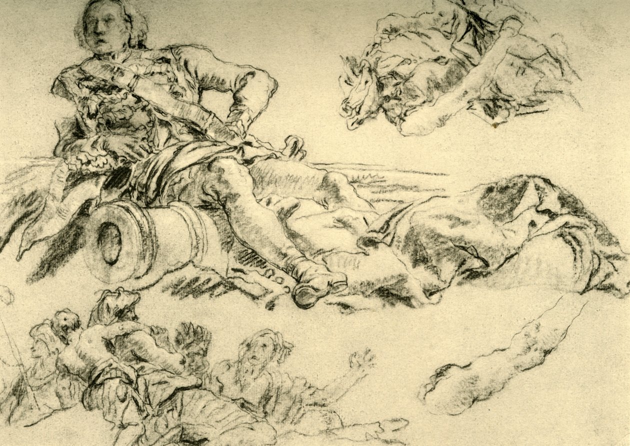 Důstojník tábořil vedle děla, 1752-1753, 1928 od Giovanni Battista Tiepolo