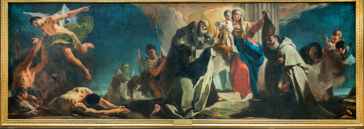 Naše Paní Karmelská mezi svatými Simon Stock, Tereza z Avily, Albert z Vercelli, prorok Eliáš a duše očistce, 1745 od Giovanni Battista Tiepolo
